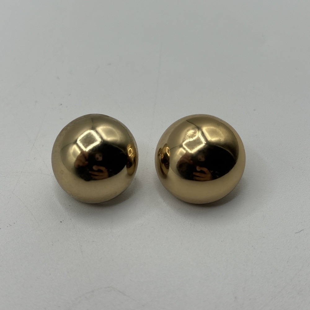 Monet Gold Tone‎ Dome Clip On Earrings Classic Minimalist Vintage Style Signed